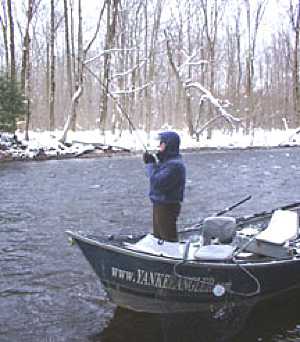 Salmon River Fishing Testimonials for Steelhead, King Salmon, Coho Salmon and Brown Trout in Pulaski NY. John battles his first Steelhead off the guide drift boat.