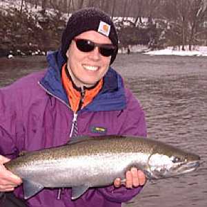 Andy fish’s over a mile of the Salmon River and is 3 for 6 on Steelhead for the fishing day in Pulaski NY.