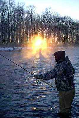 Steelhead spin fishing off the drift boat. Anticipation of what the steelhead spin fishing day will bring off the drift boat.