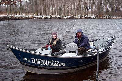 Salmon River Pulaski NY Guide Service fishing for Steelhead off the drift boat during the Fall, Winter and Spring.