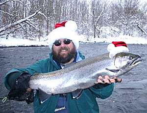 Winter steelhead fishing Salmon River Pulaski NY.