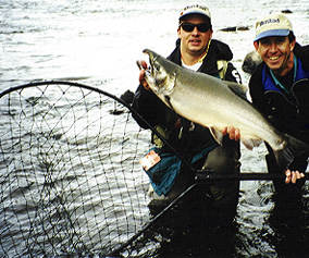 Salmon River fly fishing Pulaski NY with a 21 lb. Coho Salmon for Jeff.